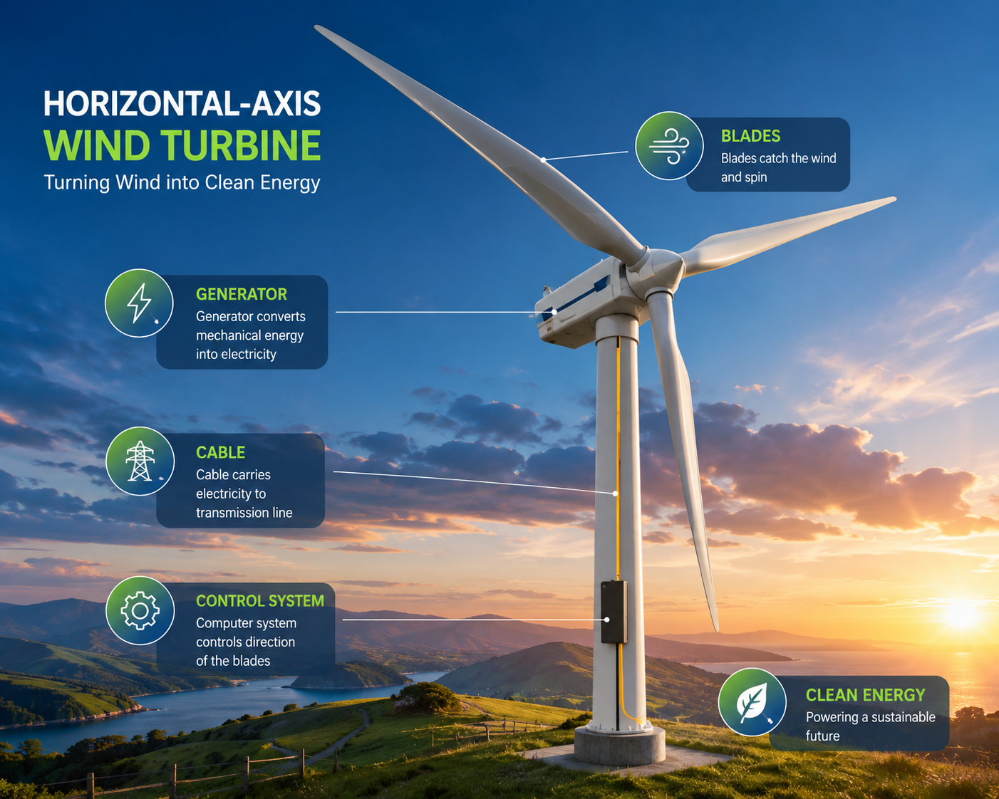Horizontal-axis wind turbine design